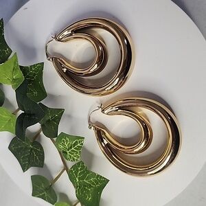 Chunky Gold Double Hoop Earrings
